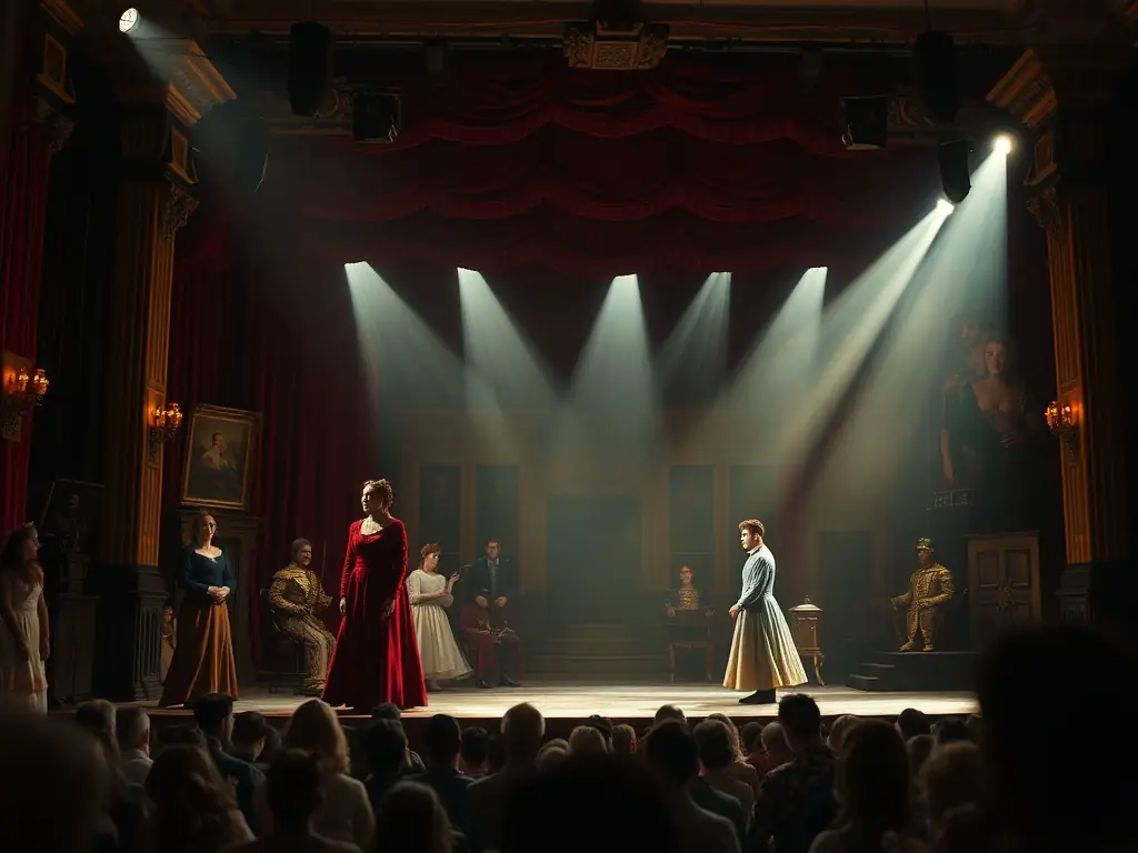 An image of a vibrant stage with actors performing in front of an engaged audience, showcasing a COLLECTIF TENDRE DÉSORDRE theatrical performance.